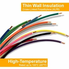 14 AWG GXL High Temp Automotive Primary Wire - SAE J 1128 Choose Color, Length