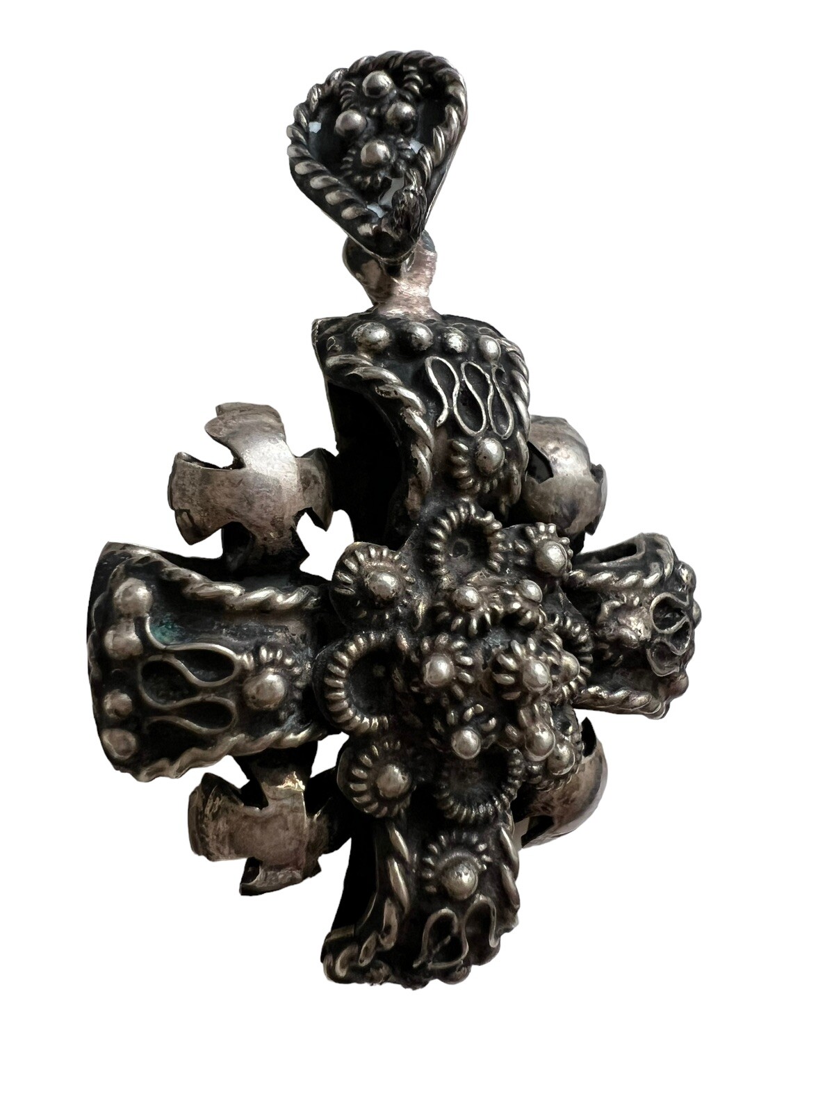 vintage Mexico sterling silver cross pendant - Gem