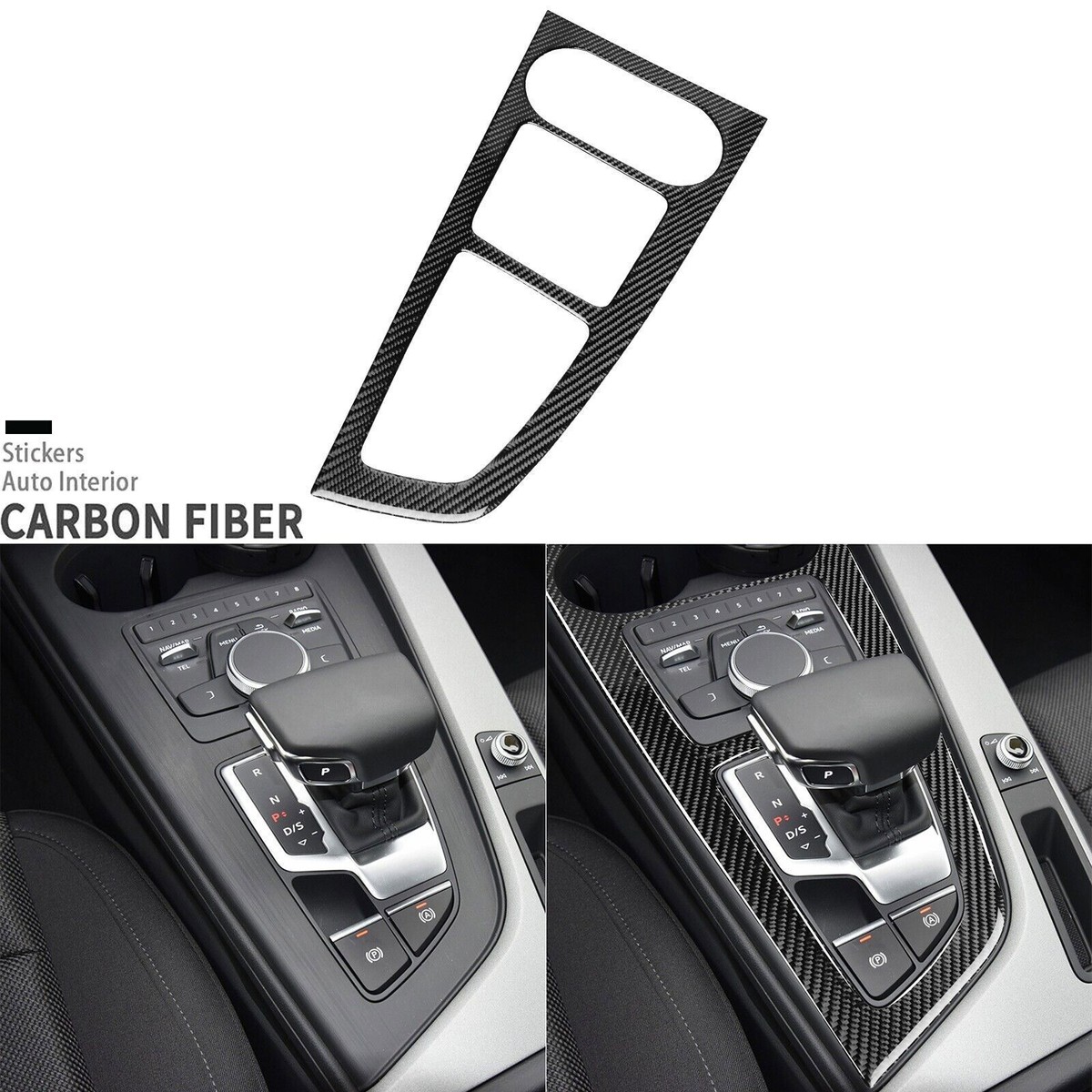 Real Carbon Fiber Center Console Gear Shift Panel Cover For Audi
