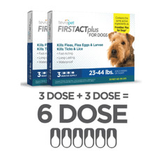 TevraPet FirstAct Plus Flea Tick Lice Killer Dog 23-44 lbs 6 Months Supply