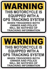 3.5in x 2.5in Motorcycle Equipped with GPS Tracking System Vinyl Stickers Signs