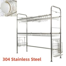 Stainless Steel Drying Rack Kitchen Storage Holder Dish Rack Over Sink Drainer