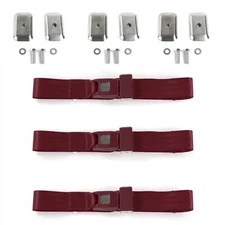 Ford Truck 1953 - 1956  Standard 2pt BURG Lap Bench Blt Kit w/BKTS 3 Belts