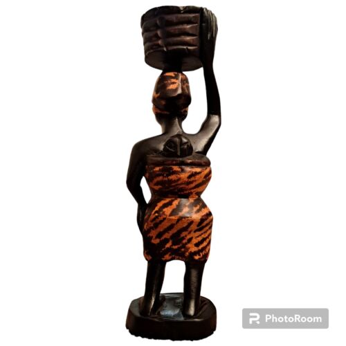 Afrikanische Holzstatue Frau & Kind Handarbeit Ghanaisches Ebenholz Ashanti Frauen - Bild 5 von 13