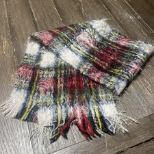 Vintage Craigsmill Multi Color Plaid Mohair Wool Blended Scarf