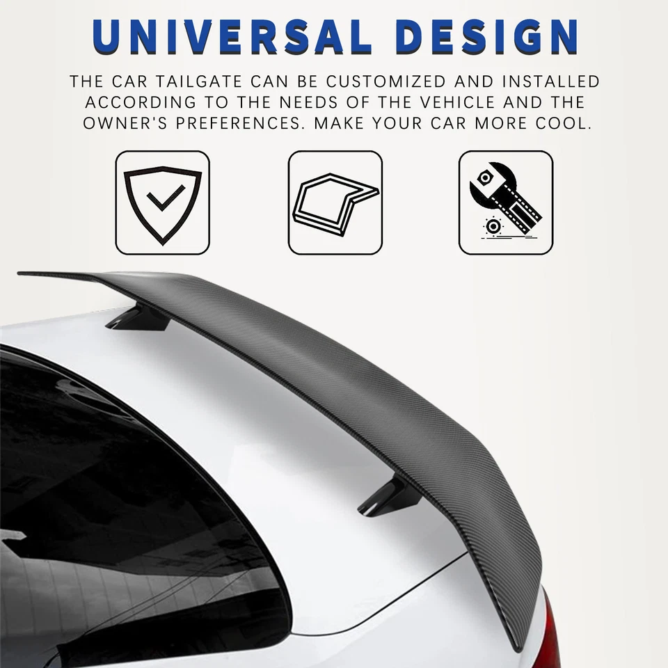 For Cadillac CTS 46" Carbon Fiber GT Style Rear Trunk Spoiler Racing Wing Lip US - Image 3 of 4