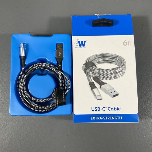 Just Wireless Dirable Braided 6 Ft. USB C Cable Extra Strength Gray Black - READ - 第 7/24 張圖片
