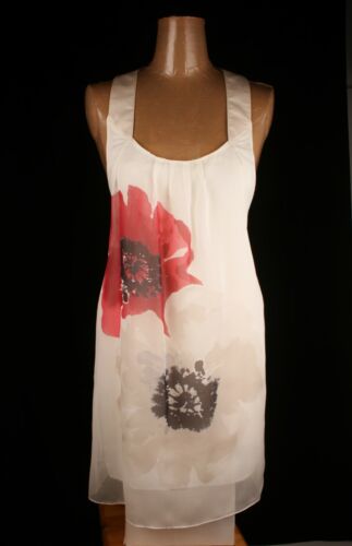 Mina White POPPIES Two Layer Silk Dress One Size - Afbeelding 1 van 3