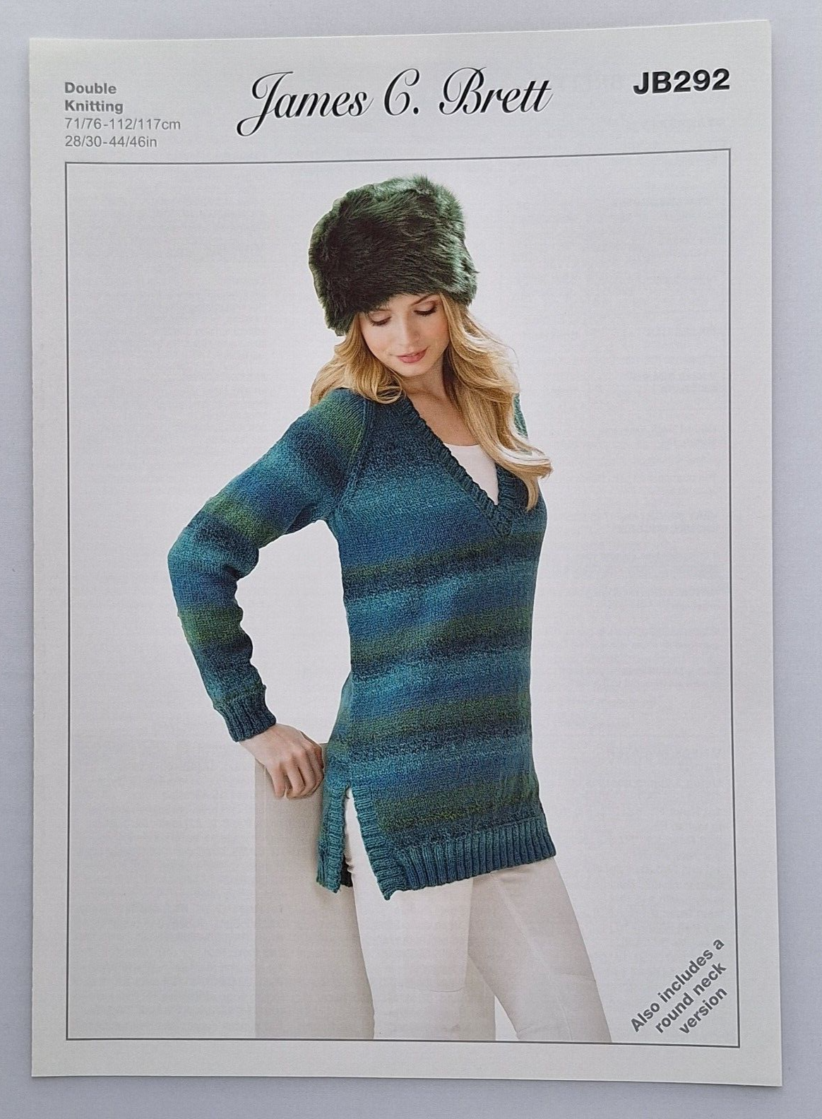 James C Brett Knitting Pattern JB292 - Ladies Sweaters in Marble DK Yarn 28-46""