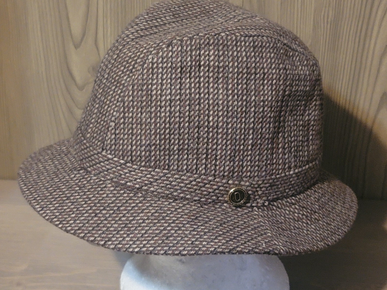 Gray Tweed Fedora Hat - Size Medium - Handcrafted in USA-image