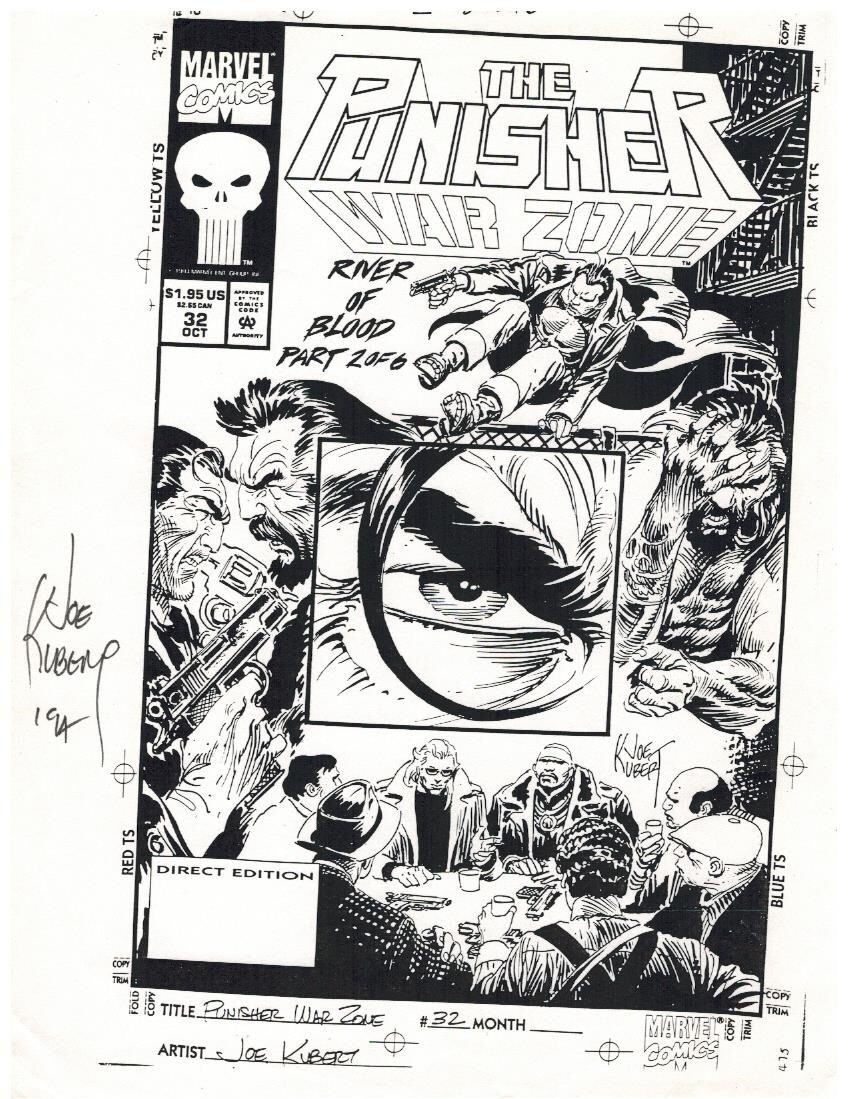 JOE KUBERT SIGNED PUNISHER WAR ZONE ORIGINAL PRODUCTION ART COVER