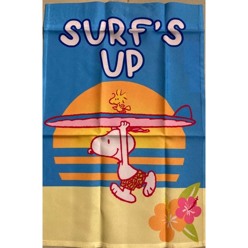 "Surf's Up " SNOOPY PEANUTS GANG Garden Flag Woodstock Surfboard 12" x 18"NIP - Picture 2 of 3