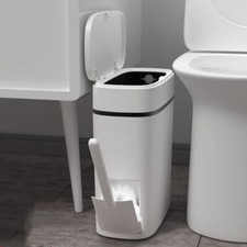 2 IN 1 Toilet Brush and Waste Bin Set Bathroom Slim Waste Bin Rubbish Trash Can