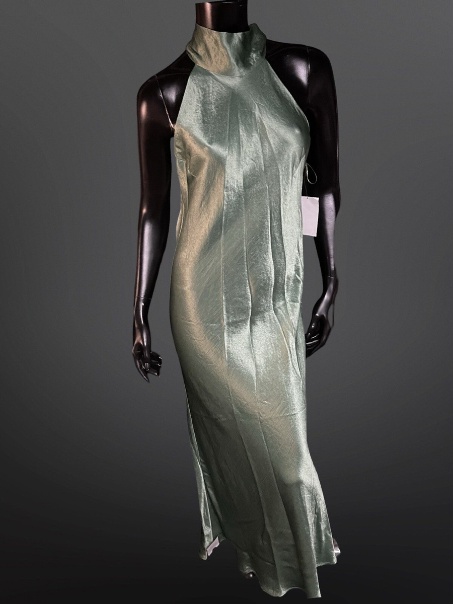Galvan London Sienna Satin Midi Dress Sea Green Women's Size EU44/US42  $1095 NWT | eBay