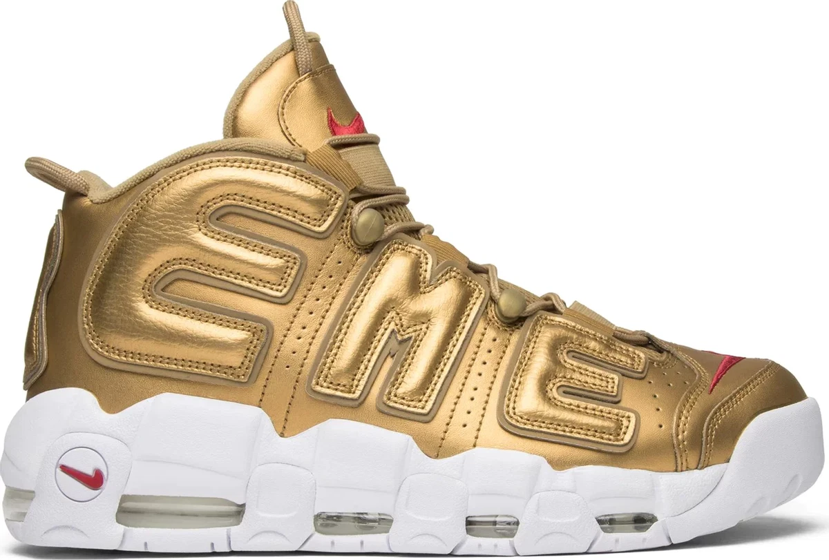 Nike Supreme x Air More Uptempo Metallic Gold for Sale