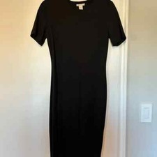 H&M Classic Black Knit Dress - Midi Length, Size Small - Good Condition