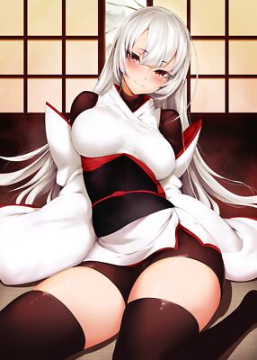 Anime cleavage tied down white hair kneeling rogia Custom Gaming Mat Desk