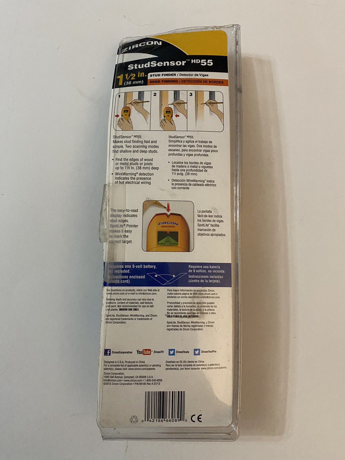 Open Box Zircon edge finding StudSensor HD55 Stud Finder,tested, no