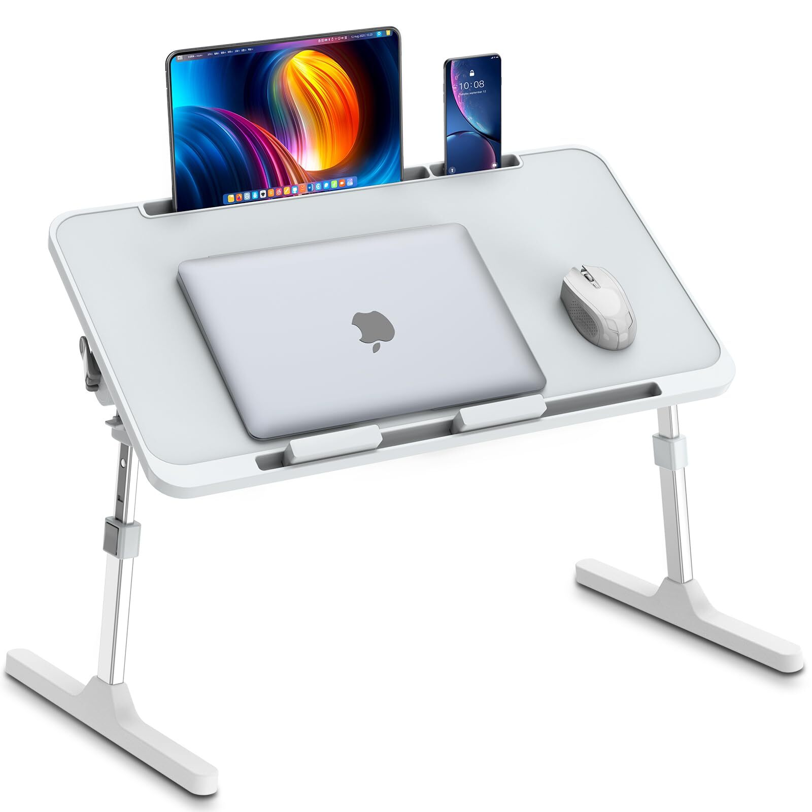 Height & Angle Adjustable Laptop Bed Desk Tray Stand with Foldable Legs