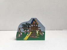 Vintage The Cat's Meow Village #299 Swing Set Shelf Sitter Grandchild Keepsake