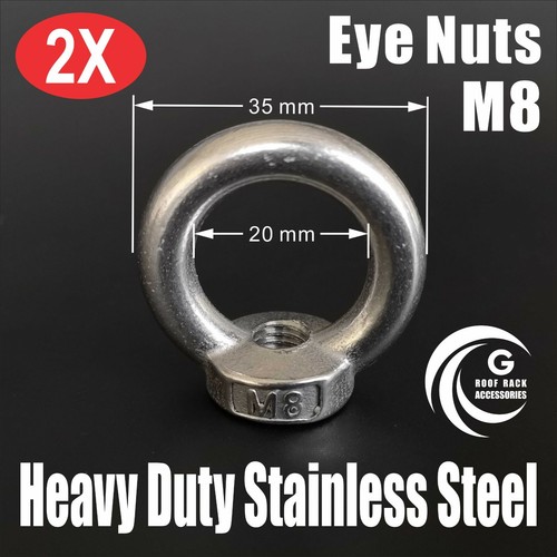 M8 EYE NUTS Heavy Duty STAINLESS STEEL Lifting Roof Rack Boat Shade Sail Packs - Picture 4 of 8