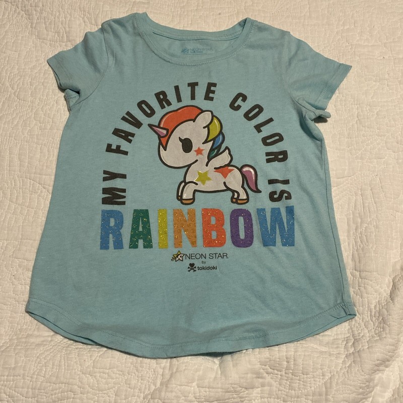 Tokidoki Short Sleeve Unicorn Neon Star Medium 7-8