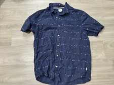 Jack O'neill Mens Hawaiian Shirt Button Up Size XL Fins Design Surf Blue