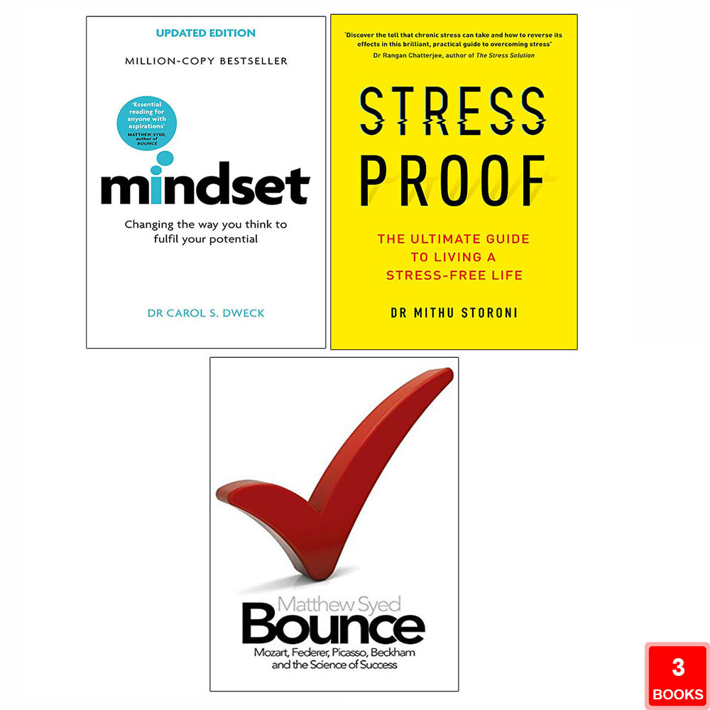Stress-Proof Mithu Storoni, Mindset, Bounce Matthew Syed 3 Books Collection Set