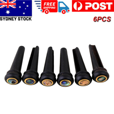 6PCS Ebony Guitar Bridge Pins Pegs Guitar String Hold Pins String Nail ...