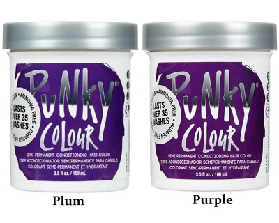 PUNKY COLOUR Semi Permanent Hair Color-Plum & Purple-  3.5oz each