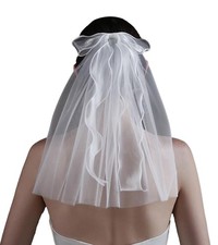 Short Bridal Veil for Women Fluffy Bachelorette Party Two Tiers Lace Headwear