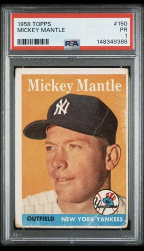 Mickey Mantle 1958 Topps #150 PSA 1 Yankees