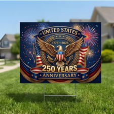 USA 250th Anniversary Yard Sign American History Patriotic