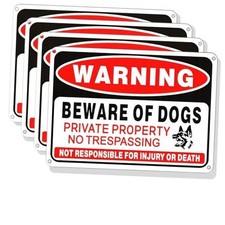 4 Pack Beware of Dog Sign,10x7 inch High Reflective Beware of Dog Signs for