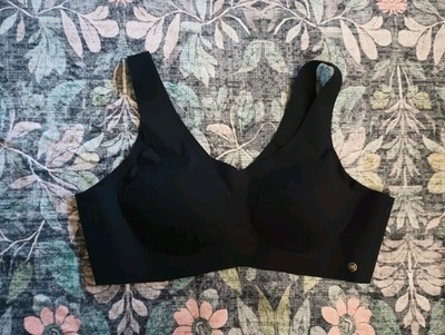 Honey Love V Neck Bra 3X Black Nylon Wide Strap Seamless Comfort Wireless 
