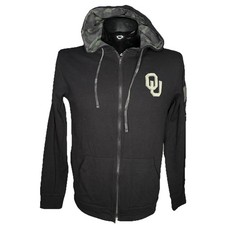 OKLAHOMA SOONERS OHT Lightweight Hoodie Military Camo Mens M Black Full Zip NCAA
