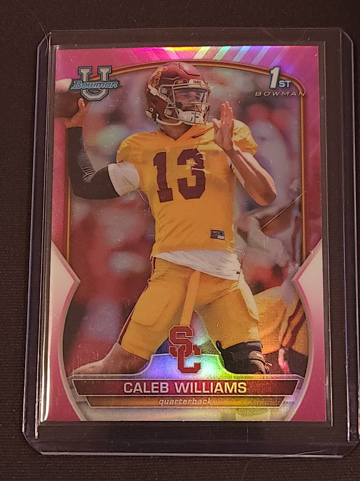 2022 Bowman University Chrome - Caleb Williams #50 Pink Refractor (RC)