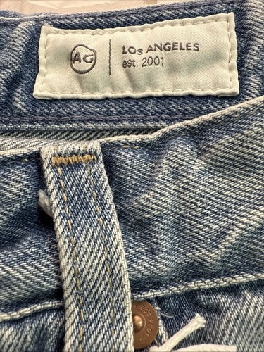 Jeans nuovi con etichette AG Los Angeles Adria vita bassa gamba larga donna 27 blu prezzo al pubblico consigliato $245 - Foto 4 di 6