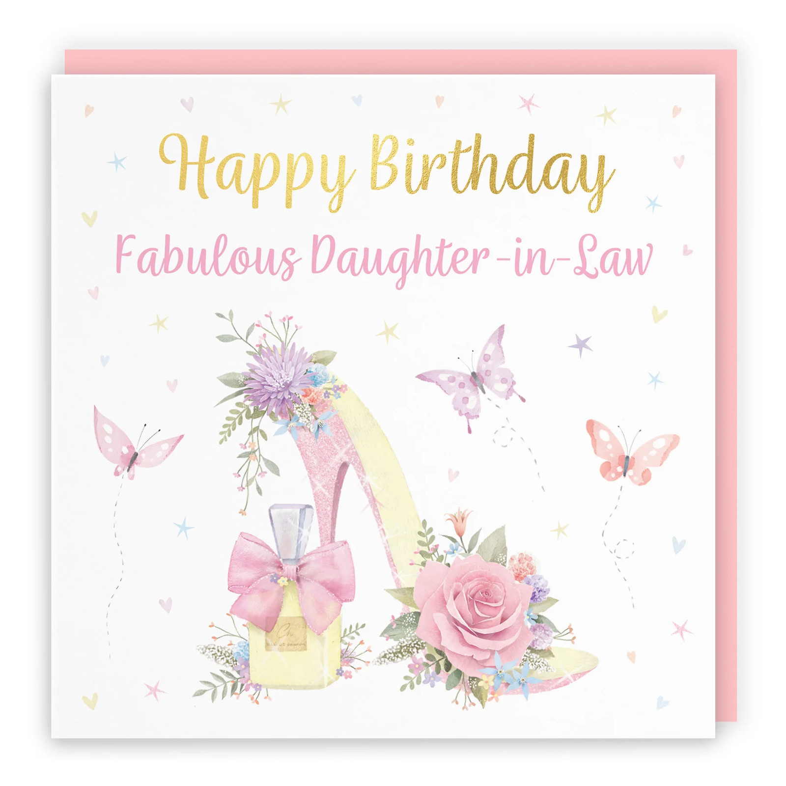 Daughter In Law High Heel And Perfume Birthday Card Gold Foil Milo's Gallery