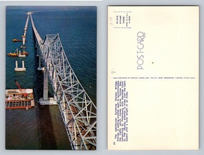 St. Petersburg, FL-Florida, Sunshine Skyway Bridge Construction Vintage Postcard