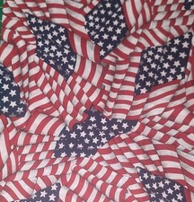 Red White Blue American Flag Pattern Fabric, Patriotic Theme