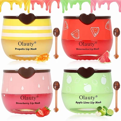 4Pcs Bee Lip Balm Honey Pot,Strawberry Lip Mask Honey Lip Balm Uk,Propolis Mois