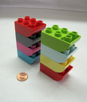 Lego Duplo Block Multi-Color 2X3 Curved Bottom Brick 8 Block Lot Building Lot #2