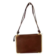 VTG Rare Handbag Burgundy Leather Lined Gold Tone zipper Double Handles 1970/80s