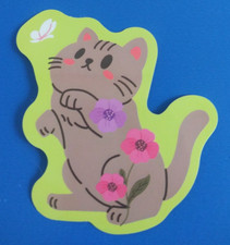 Adorable Floral Kitty Cat Sticker 2.5" x 2.25" AC 