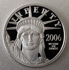 2006 PROOF 1/4 oz American Platinum Eagle $25 .9995 Fine Statue of Liberty 2599.96 per troy oz
