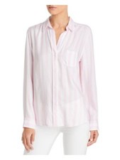 TWELVE O TWO Womens Curved Shirttail Hem Cuffed Sleeve Collared Button Up Top