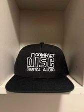 Compact Disc CD Logo Black SnapBack Hat Cap Digital Audio CDR Music Retro