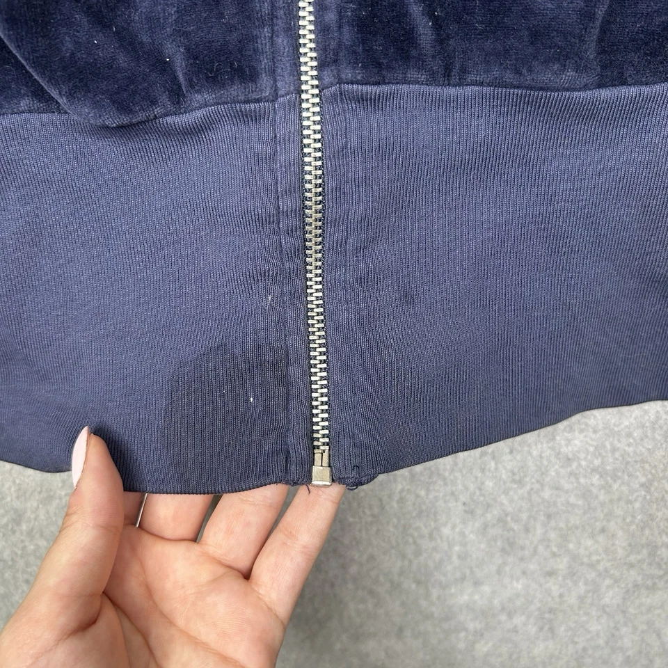 Y2K Juicy Couture Terciopelo Chaqueta de Pista Sudadera con Capucha Cremallera Sudadera Terciopelo Azul Pequeña Foto 4 de 4