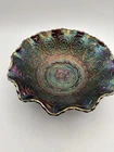 Fenton Bowl Amethyst Persian Medallion Carnival Glass Ruffled Edge VTG Dish